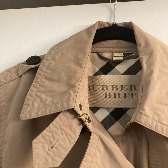 Burberry Nylon Rain Jacket with Removeable Hood and Belt